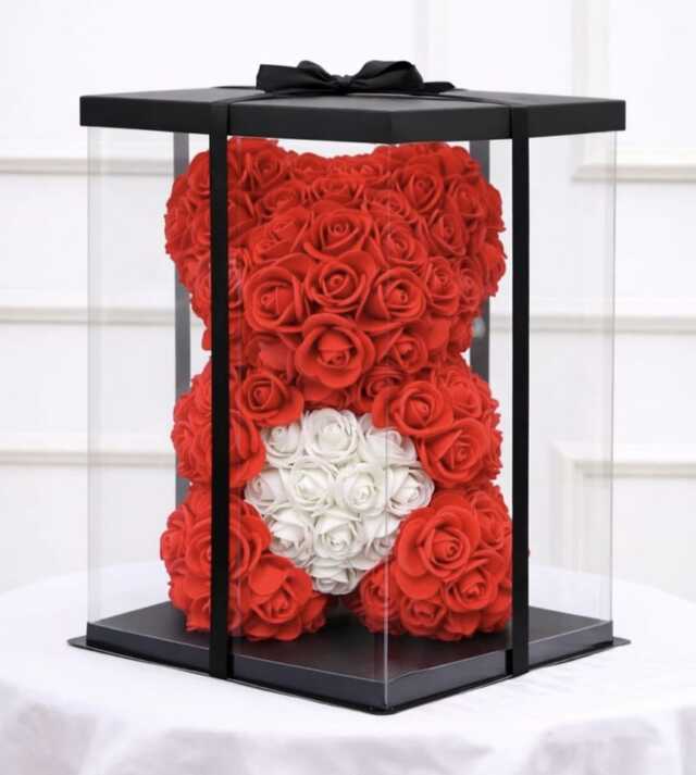 Clic pentru a vedea imaginea mărită Ursulet cu trandafiri rosii din spuma