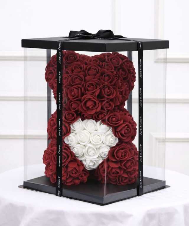 Clic pentru a vedea imaginea mărită Ursulet din trandafiri de spuma bordo