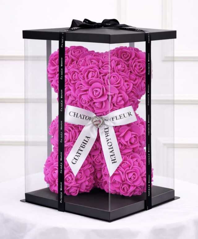 Clic pentru a vedea imaginea mărită Ursulet din trandafiri de spuma fuchsia